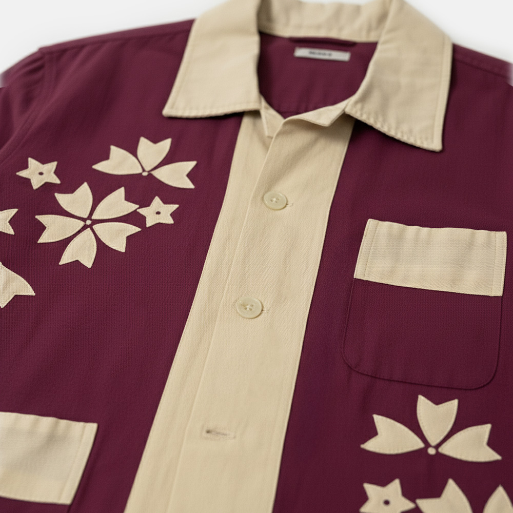 Super Flea Market+Bode+Maroon and cream applique shirt+Fred Rabe2